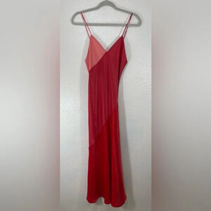 Vintage Natori Neiman Marcus Pink Red Satiny Strappy Nightgown Dress Women’s S